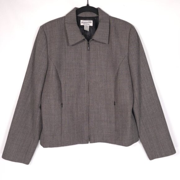 PENDLENTON 100% VIRGIN WOOL Women’s Full Zip Blazer Jacket Collared Size 10 - Picture 2 of 12